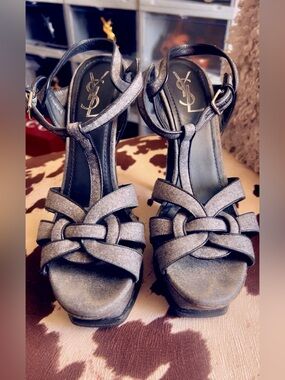 💯 Auth Saint Laurent Tribute Platform Sandals